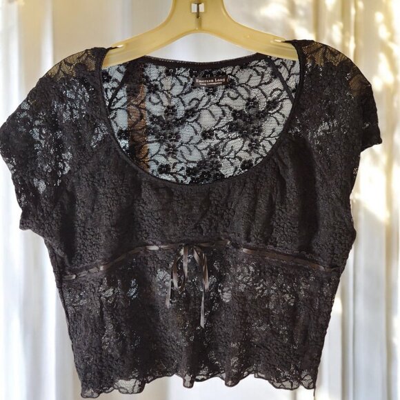 Emerson Lang Black Lace Top – XL NWT | Romantic Goth Contemporary - Picture 2 of 10